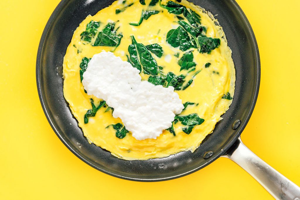 An omelette with cottage cheese
