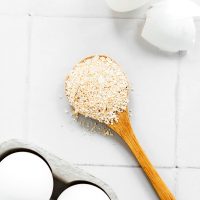 Crushed egg shells on a spoon
