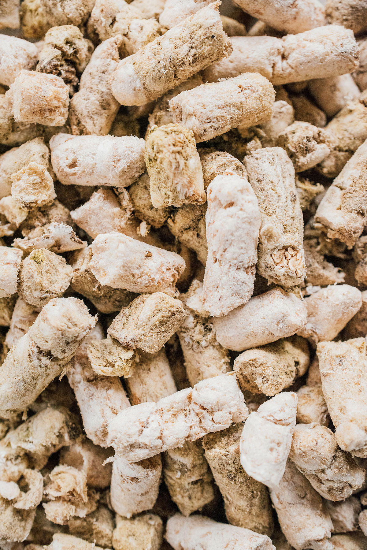 Freeze-dried tripe pellets up close.