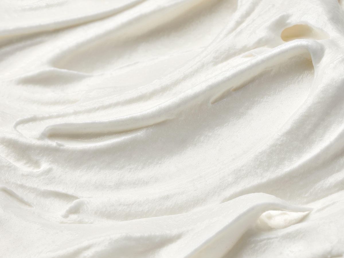 Closeup of whipped cream.